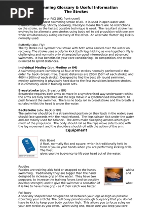 Swimming Glossary and Useful Information The Strokes (Article)