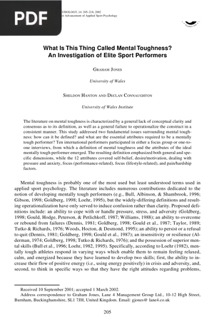 What Is This Thing Called Mental Toughness? An Investigation of Elite Sport Performers