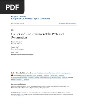 Causes and Consequences of the Protestant Reformation