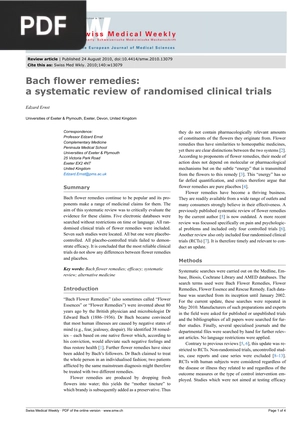 Bach flower remedies:a systematic review of randomised clinical trials (Article)