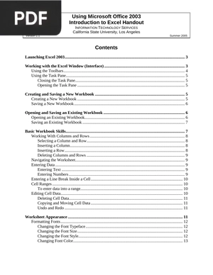 Introduction to Excel Handout