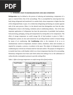 Introduction to Refrigeration Systems