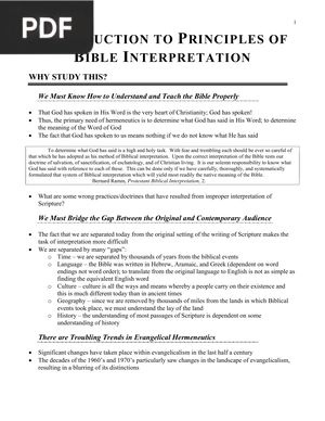 Introduction to principles of bible interpretation