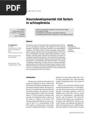 Neurodevelopmental Risk Factors in schizophrenia (Article)