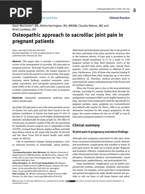 Osteopathic approach to sacroiliac joint pain in pregnant patients (Article)