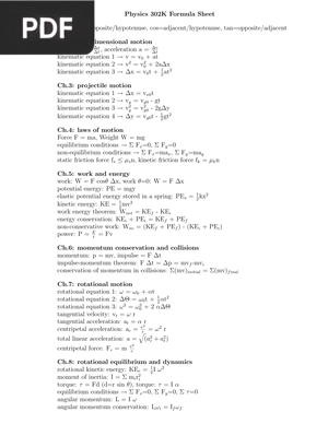 Physics 302K Formula Sheet (Article)