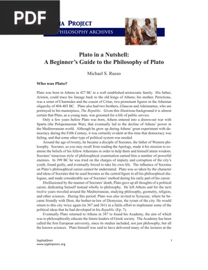 Plato in a Nutshell: A Beginner’s Guide to the Philosophy of Plato (Article)