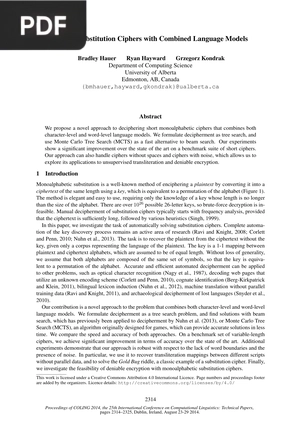 Solving Substitution Ciphers with Combined Language Models