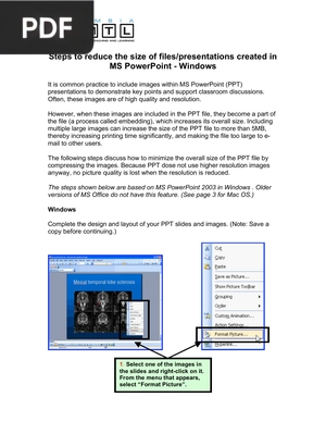 Steps to Reduce the Size of Files Presentations Created in MS PowerPoint Windows (Article)