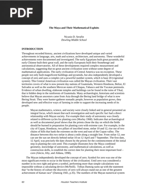 The Maya and Their Mathematical Exploits (Article)