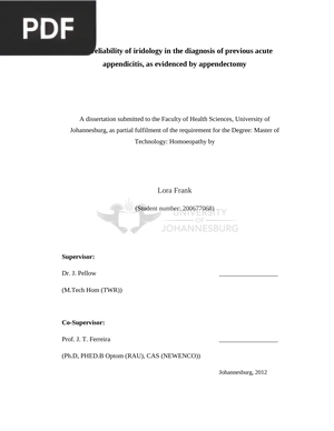 The reliability of iridology in the diagnosis of previous acute appendicitis, as evidenced by appendectomy