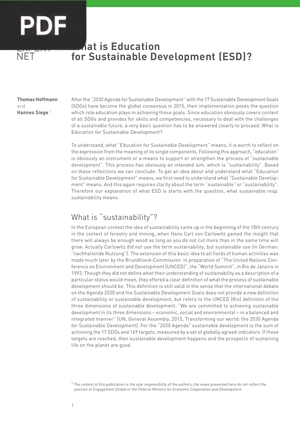 What is Education for Sustainable Development(ESD)? (Article)