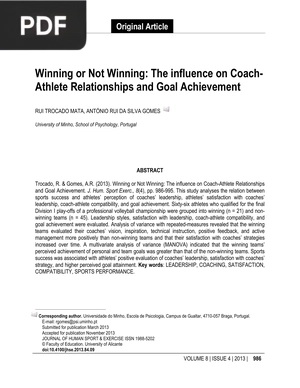 Winning or Not Winning -The influence on Coach-Athlete Relationships and Goal Achievement
