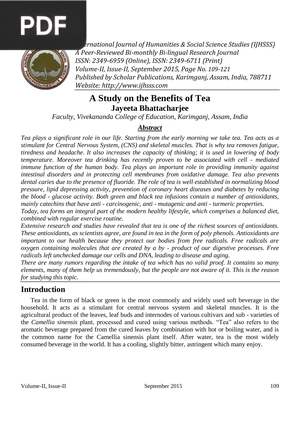 A Study on the Benefits of Tea