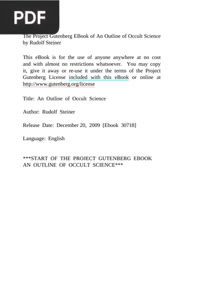 An Outline of Occult Science