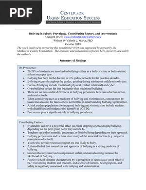 Bullying in School Prevalence Contributing Factors and Interventions