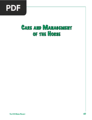 Care and Management of the Horse