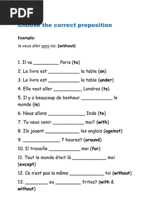 Choose the correct preposition (Article)