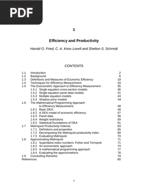 Efficiency and Productivity