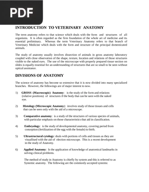 Introduction to Veterinary Anatomy