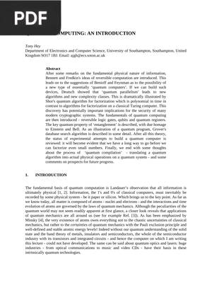 Quantum Computing: An Introduction