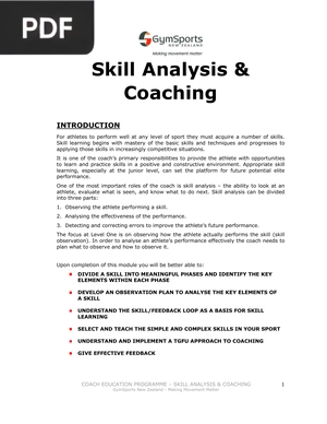 Skill Analysis and Coaching