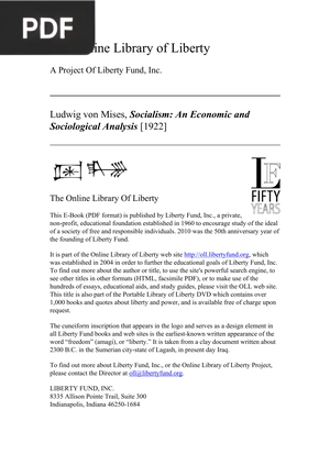 Socialism: An Economic and Sociological Analysis