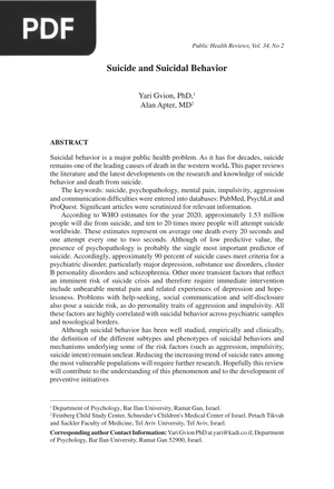 Suicide and Suicidal Behavior
