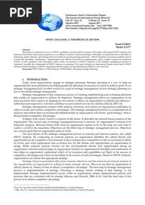 Swot analysis: a theoretical review
