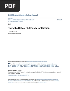 Toward a Critical Philosophy for Children