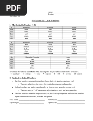 Latin Numbers