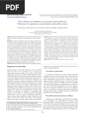 The evaluation of candidates in a personnel selection Process (Article)