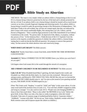 A Bible Study on Abortion