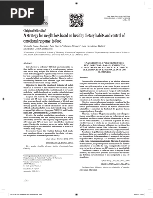 A Strategy for Weight Loss Based on Healthy Dietary Habits and Control of Emotional Response to Food (Article)