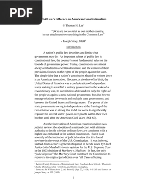 Civil Law’s Influence on American Constitutionalism