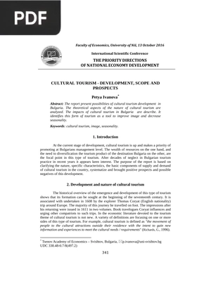 Cultural Tourism Development Scope and Prospects (Article)