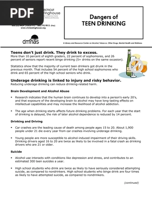 Dangers of teen drinking (Article)