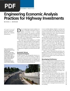 Engineering Economic Analysis Practices for Highway Investments (Article)