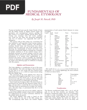 Fundamentals of Medical Etymology (Article)