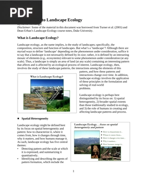 Introduction to Landscape Ecology (Article)