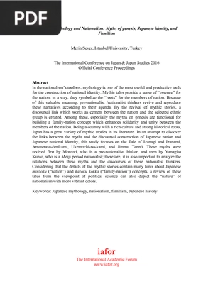 Japanese Mythology and Nationalism: Myths of genesis, Japanese identity, and Familism (Article)