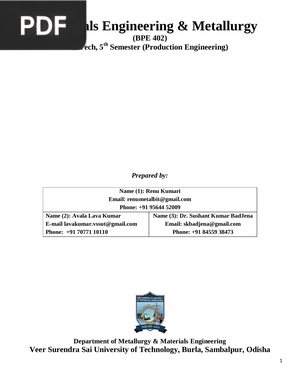 Materials Engineering & Metallurgy