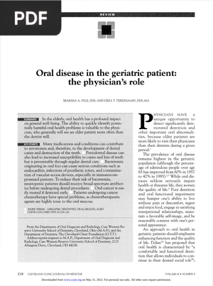 Oral Disease in the Geriatric Patient: The Physician's Role (Article)