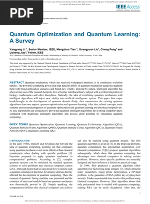 Quantum Optimization and Quantum Learning - A Survey
