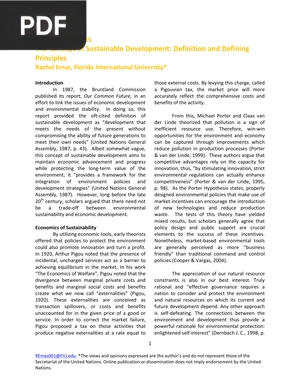 The Concept of Sustainable Development: Definition and Defining Principles (Article)