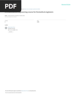 A Rehabilitation Engineering Course for Biomedical Engineers (Article)