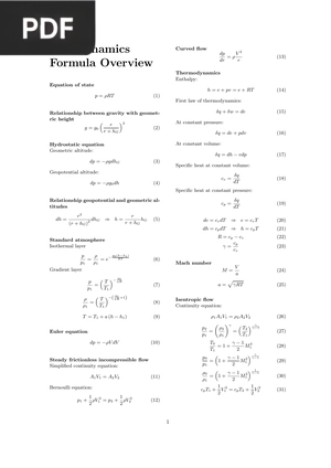 Aerodynamics Formula Overview