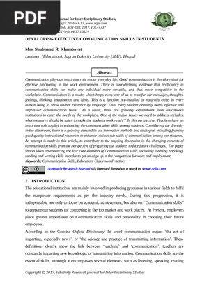 Developing effective communication skills in students