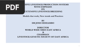 Extensive livestock production systems with emphasis on extensive livestock breeding (Presentation)