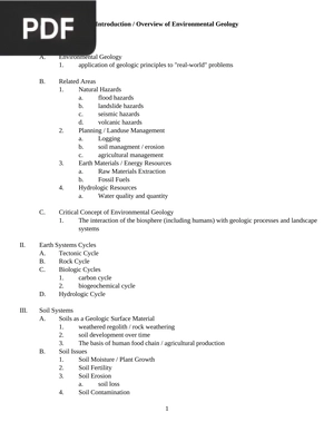 Introduction / Overview of Environmental Geology